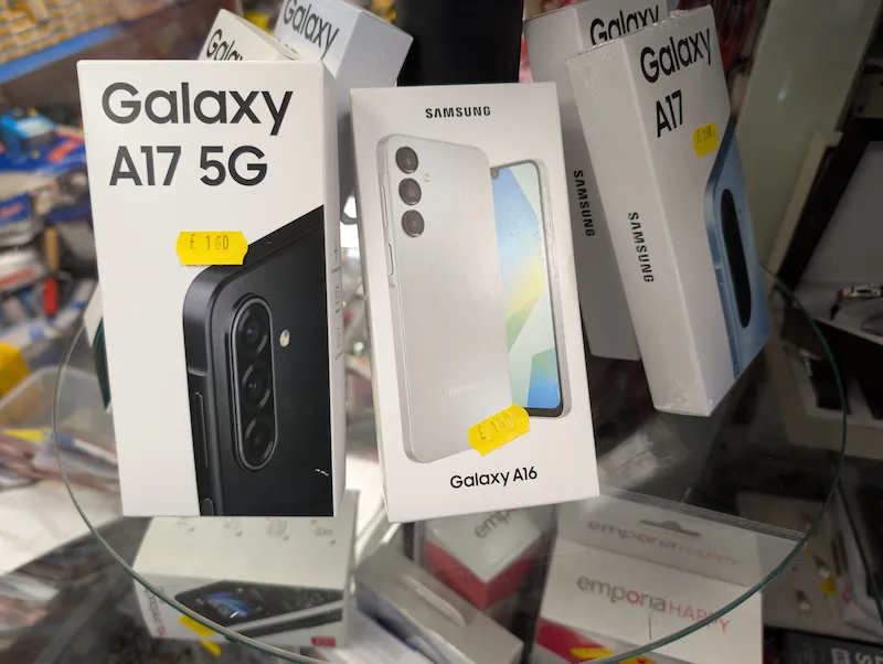 Phone accessories and replacement parts on display