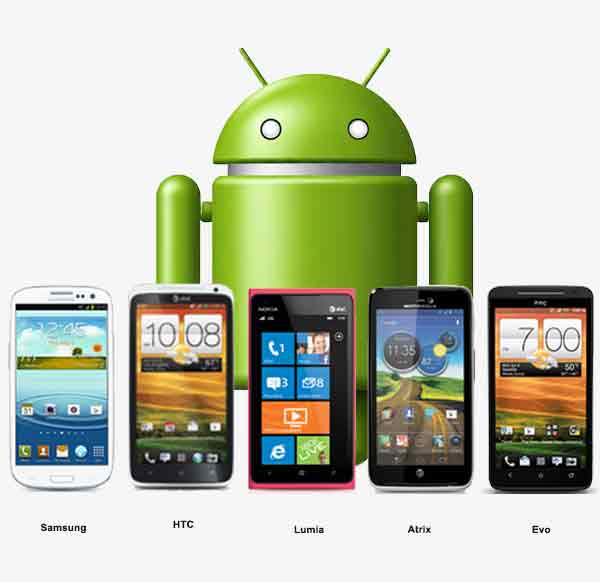A selection of top Android pre-loved smartphones, illustrating their diverse designs and key attributes. 